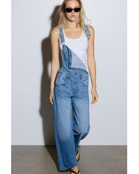 Pull&Bear - Long Denim Dungarees - Lyst