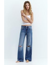 Pull&Bear - Ripped Low-Rise Straight Leg Jeans - Lyst