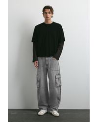 Pull&Bear - Relaxed Fit Cargo Jeans - Lyst
