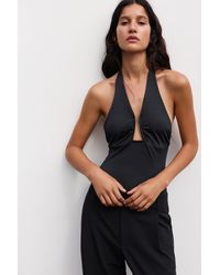 Pull&Bear - Gathered Halter Neck Bodysuit - Lyst