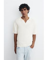 Pull&Bear - Textured Terry Polo Shirt - Lyst