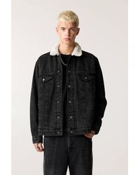 Pull&Bear - Denim Jacket With Faux Shearling Collar - Lyst