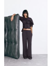Pull&Bear - Soft-Touch Wide-Leg Trousers - Lyst