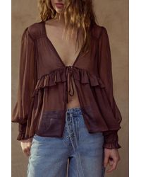 Pull&Bear - Transparente Bluse Mit Volant - Lyst