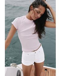 Pull&Bear - Mid-Waist Denim Shorts - Lyst