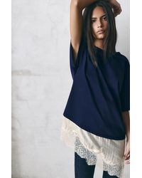 Pull&Bear - T-Shirt With Lace Hem - Lyst