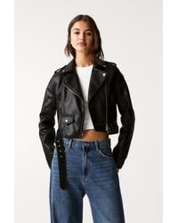 Pull&Bear - Faux Leather Biker Jacket - Lyst