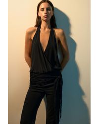 Pull&Bear - Draped Halter Neck Bodysuit - Lyst