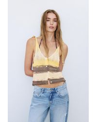 Pull&Bear - Opengewerkte Top Met Space Dye-Print - Lyst