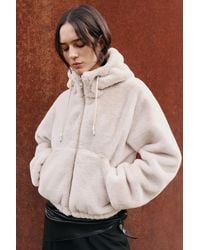Pull&Bear - Faux Fur Hooded Jacket - Lyst