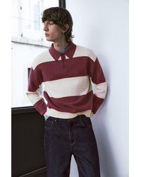Pull&Bear - Paneled Knit Polo Shirt - Lyst