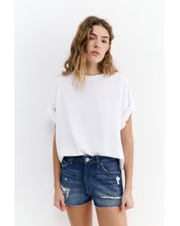 Pull&Bear - Mom Fit Ripped Denim Shorts - Lyst