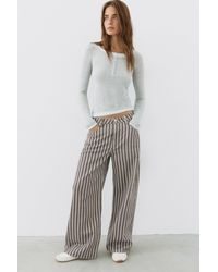 Pull&Bear - Low-Rise Striped Baggy Jeans - Lyst