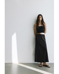 Pull&Bear - Satin Midi Skirt - Lyst