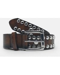 Pull&Bear - Leather Effect Belt With Studs - Lyst