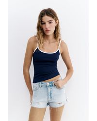 Pull&Bear - Mom Fit Ripped Denim Shorts - Lyst