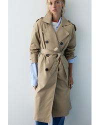 Pull&Bear - Long Belted Trench Coat - Lyst