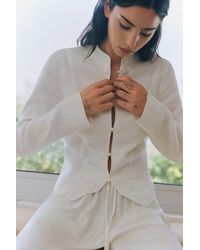 Pull&Bear - 100% Linnen Jas Met Houtje-Touwtjesluiting - Lyst