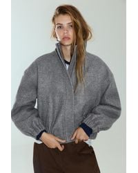 Pull&Bear - Cloth Bomber Jacket With A High Neck - Lyst