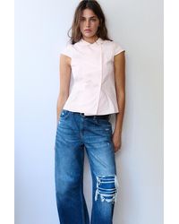Pull&Bear - Peter Pan Collar Shirt - Lyst