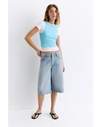 Pull&Bear - Low-Rise Denim Jorts - Lyst