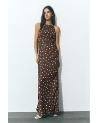 Pull&Bear - Robe Satinée Drapée À Pois - Lyst