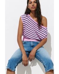 Pull&Bear - Short Sleeve Asymmetric Knit Top - Lyst