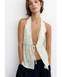 Pull&Bear - Top Halter Con Paillette - Lyst