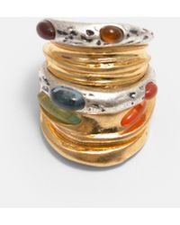 Pull&Bear - Breiter Ring Mit Steinen - Lyst