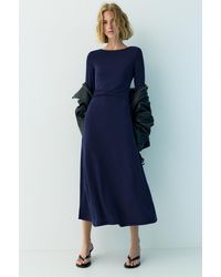 Pull&Bear - Draped Flowing Cupro Midi Dress - Lyst
