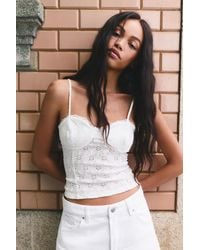 Pull&Bear - Swiss Embroidery Strappy Corsetry-Inspired Top - Lyst