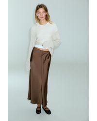 Pull&Bear - Satin Drawstring Midi Skirt - Lyst