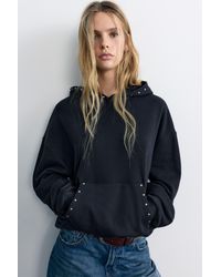 Pull&Bear - Sweater Met Capuchon En Studs - Lyst
