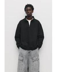 Pull&Bear - Basic Quarter-Zip Sweatshirt - Lyst