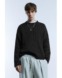 Pull&Bear - Acid Wash Cable-Knit Sweater - Lyst