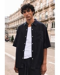 Pull&Bear - Short Sleeve Striped Denim Shirt - Lyst