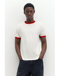 Pull&Bear - Contrast Ribbed T-Shirt - Lyst