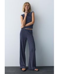 Pull&Bear - Wide-Leg Crepe Trousers - Lyst