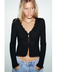 Pull&Bear - Lace Button-Up T-Shirt - Lyst