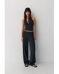 Pull&Bear - Rechte Mousseline Broek - Lyst