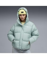 PUMA - Daunen-Pufferjacke Mit Kapuze Damen, Kleidung, Light Moss - Lyst