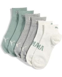 PUMA - Uniseks Korte Sokken Met Logo (Set Van 3) Groen/Grijs, Maat - Lyst