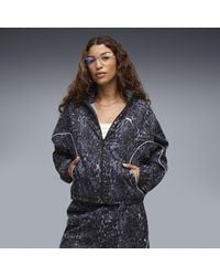 PUMA - Chaqueta Con Cremallera Sport De Corte Holgado Y Estampado Animal Para Mujer, Ropa, Gris - Lyst