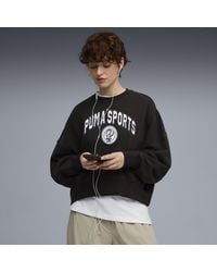 PUMA - Sweat Col Rond Oversize À Motif Wardrobe Essentials Sports Legacy - Lyst