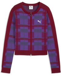 PUMA - T7 Tartan Slim Knitted Cardigan - Lyst