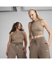 PUMA - WARDROBE ESS Geripptes Crop-Top - Lyst