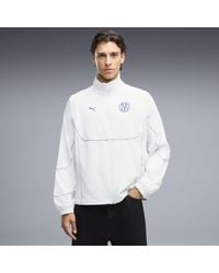 PUMA - Giacca Della Tuta Con Zip Integrale Olympique De Marseille Tech-X Da Uomo, Abbigliamento, Bianco - Lyst