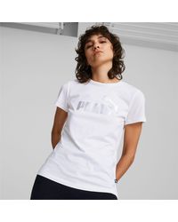 PUMA Essentials+ Metallic Logo T-Shirt - Weiß