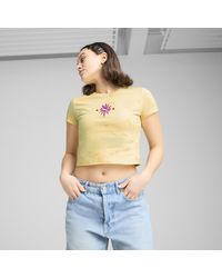 PUMA - WARDROBE ESS FLORAL PACK Kurzes figurbetontes T-Shirt mit Waschung und Grafik - Lyst