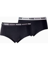 PUMA Iconic Bikini Slip Hang 2er Pack, Größe:L;Farbe:White / Grey Melange (092) - Schwarz